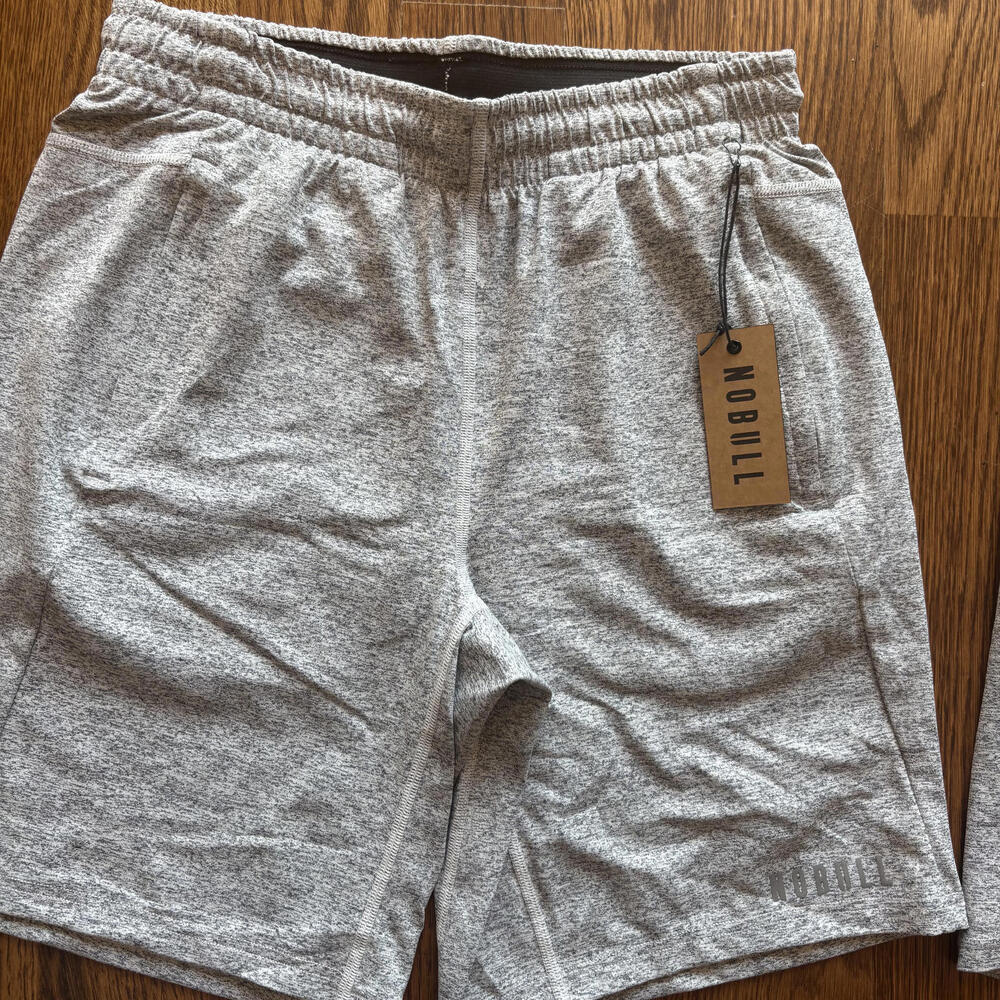 NOBULL Men's Lightweight White Heather Knit Short Bundle of 4  - NEW WITH TAG - Picture 2 of 4